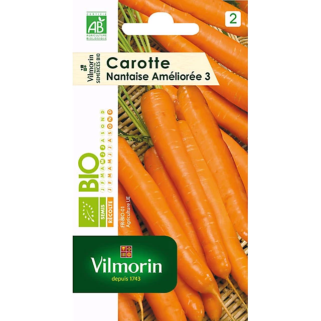 Vilmorin Graines De Carotte Nantaise Améliorée 3 Bio 3 Vilmorin Graines De Carotte Nantaise Améliorée 3 Bio